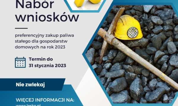 Nab&oacute;r wniosk&oacute;w na preferencyjny zakup paliwa stałego dla gospodarstw domowych na   rok 2023