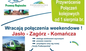 Kolej na &bdquo;BIESZCZADY&rdquo; - od soboty ruszyły połączenia kolejowe z Jasła   do Komańczy