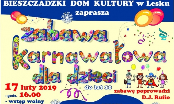 Zabawa karnawałowa dla dzieci. BDK zaprasza