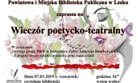 Wiecz&oacute;r poetycko-teatralny w leskiej bibliotece. Zaproszenie